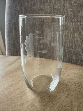 Princess House Clear Etched Floral glass tumblers